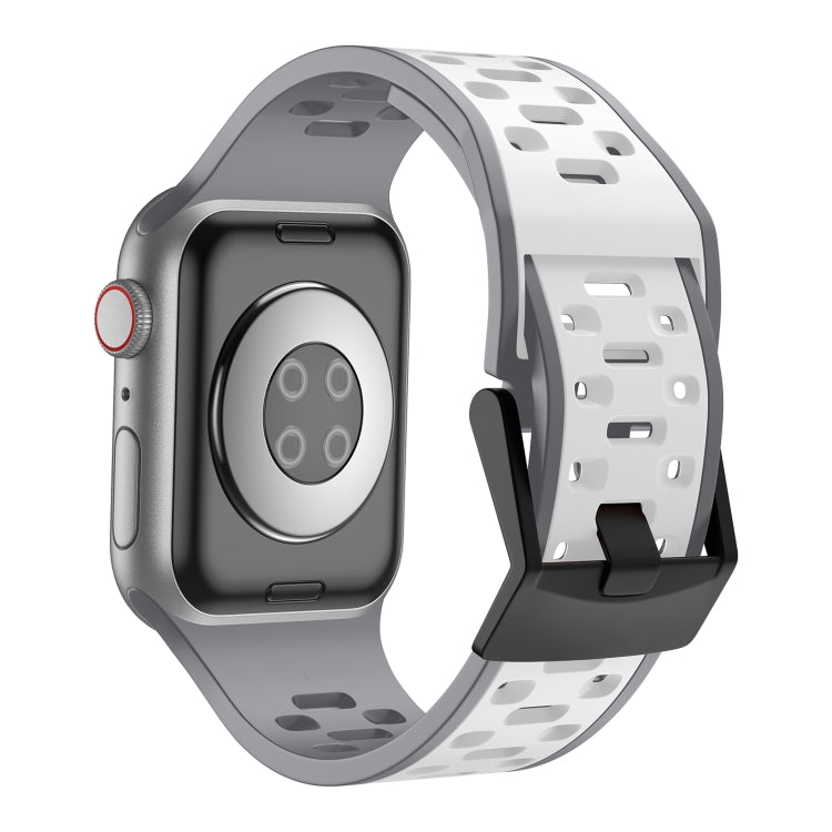 For Apple Watch Ultra 2 49mm Meteorite Two-color Silicone Watch Band(Grey White) by bashfashion