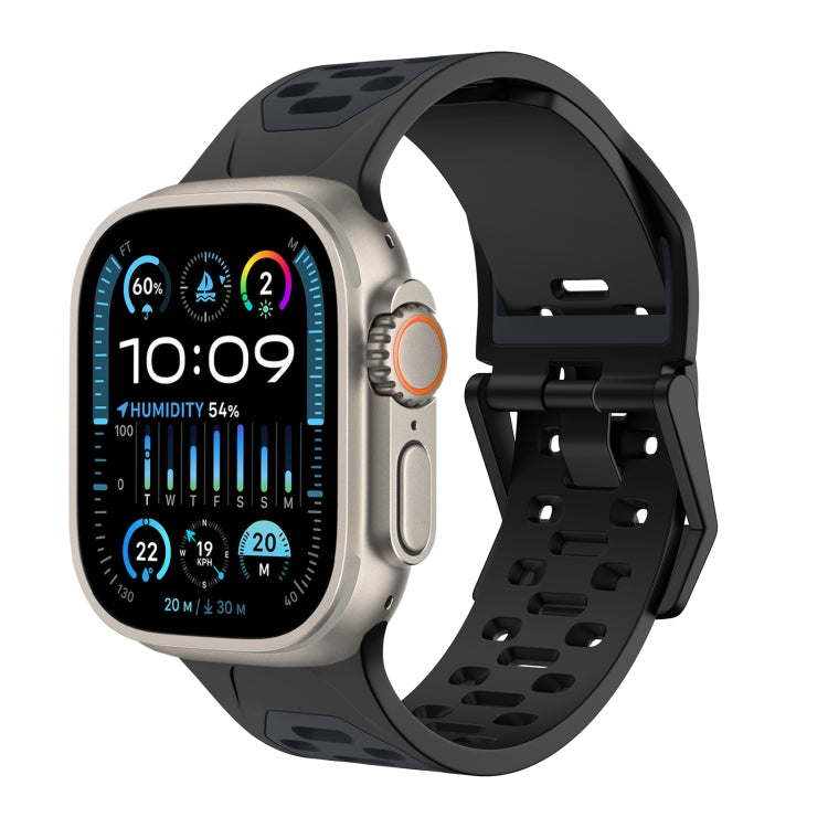 For Apple Watch Ultra 49mm Meteorite Two-color Silicone Watch Band(Black Grey) by bashfashion