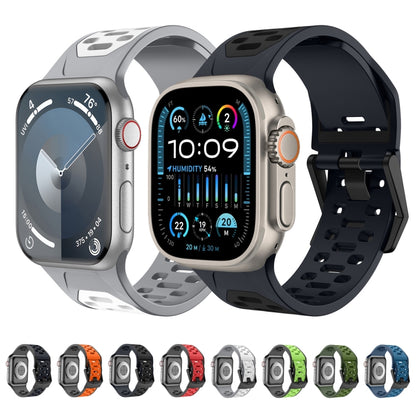For Apple Watch Ultra 2 49mm Meteorite Two-color Silicone Watch Band(Black Grey) by bashfashion