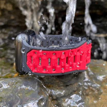 For Apple Watch Ultra 2 49mm Meteorite Two-color Silicone Watch Band(Black Orange) by bashfashion