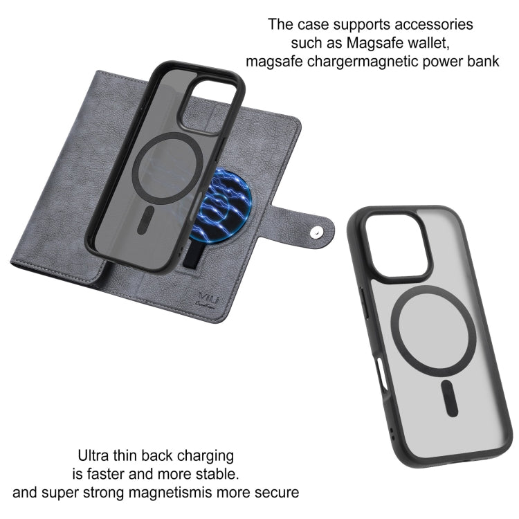 For iPhone 16 Pro ViLi GVA Series MagSafe Magnetic RFID Leather Phone Case(Grey) by ViLi