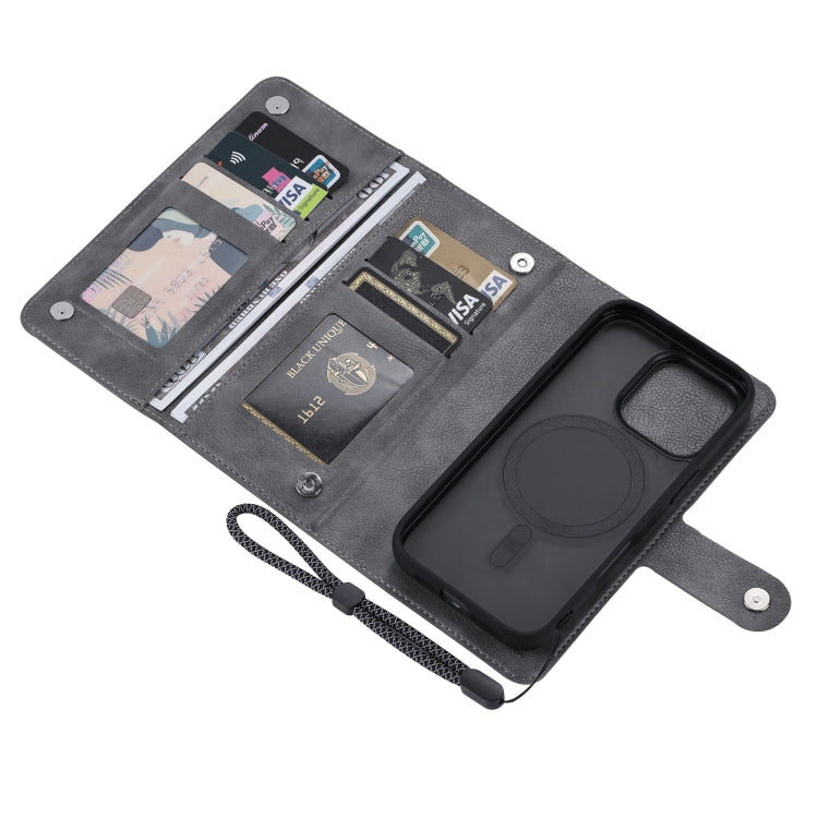 For iPhone 16 Pro ViLi GVA Series MagSafe Magnetic RFID Leather Phone Case(Grey) by ViLi