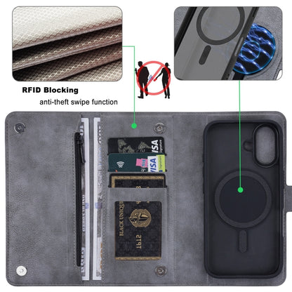 For iPhone 16 ViLi GVS Series MagSafe Magnetic RFID Leather Phone Case(Grey) by ViLi