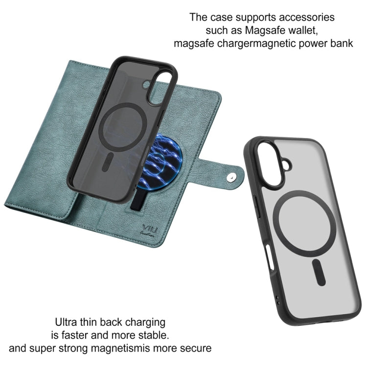 For iPhone 16 Plus ViLi GVS Series MagSafe Magnetic RFID Leather Phone Case(Green) by ViLi