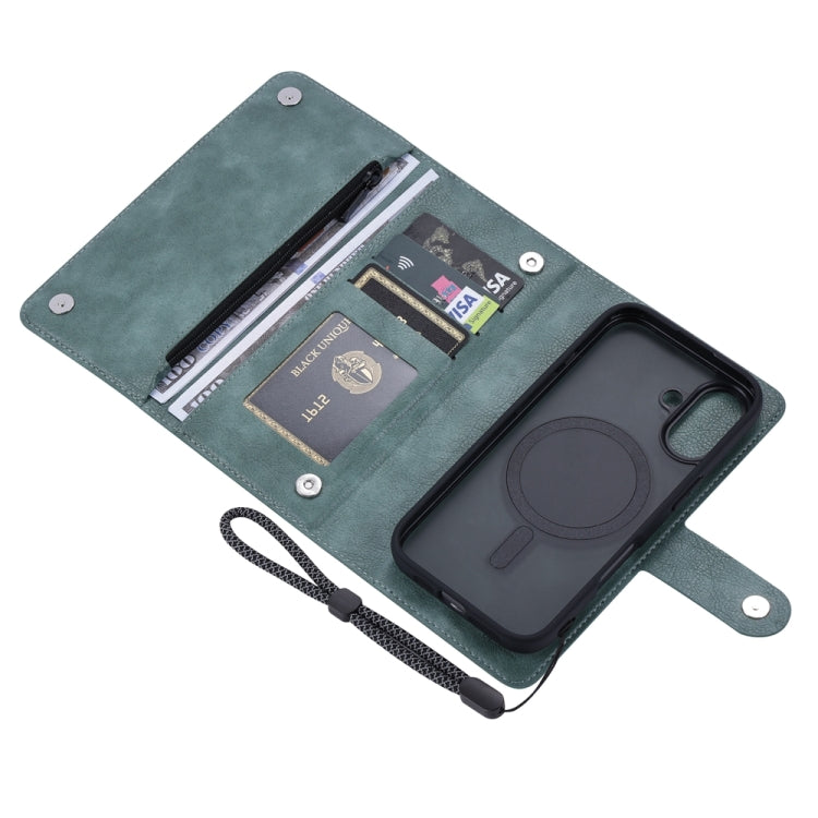 For iPhone 16 Plus ViLi GVS Series MagSafe Magnetic RFID Leather Phone Case(Green) by ViLi