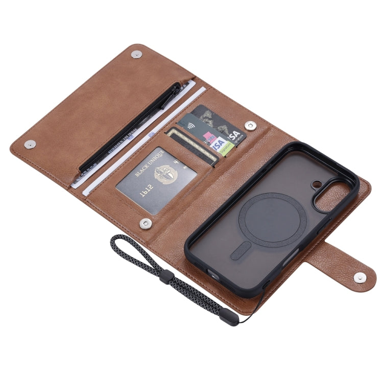 For iPhone 16 Plus ViLi GVS Series MagSafe Magnetic RFID Leather Phone Case(Brown) by ViLi