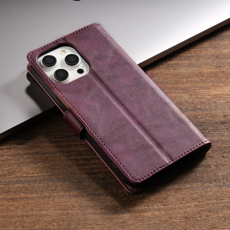 For iPhone 16 Pro Max N.BEKUS CSJ-P1 Solid Color Leather Phone Case(Wine Red) by N.BEKUS