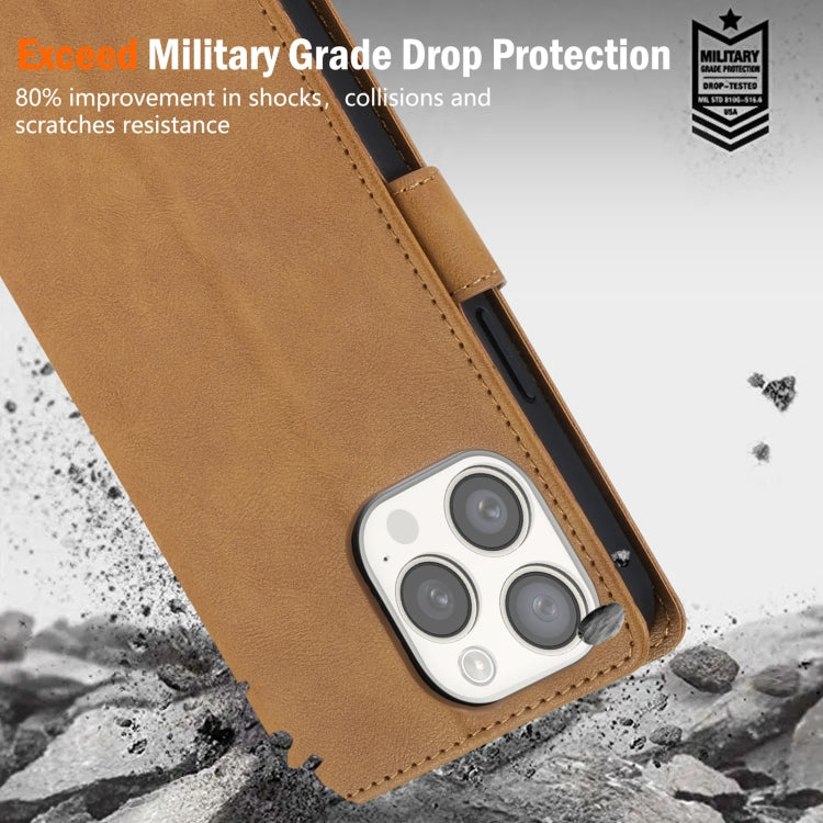 For iPhone 16 Pro Max N.BEKUS CSJ-P1 Solid Color Leather Phone Case(Brown) by N.BEKUS