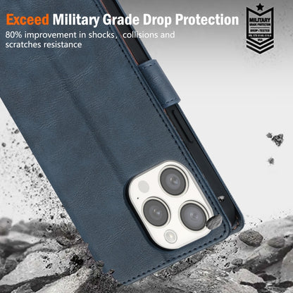 For iPhone 16 Pro N.BEKUS CSJ-P1 Solid Color Leather Phone Case(Blue) by N.BEKUS