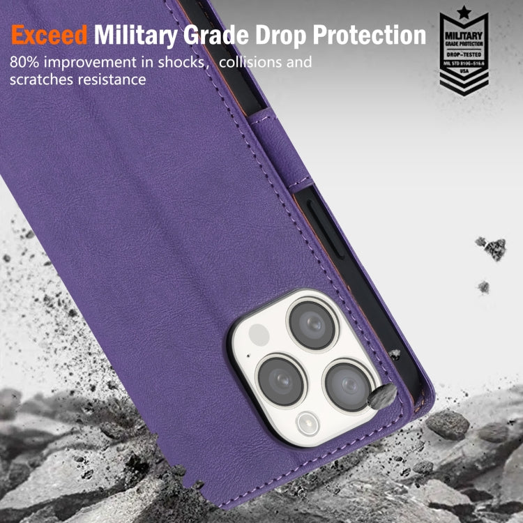 For iPhone 16 Pro N.BEKUS CSJ-P1 Solid Color Leather Phone Case(Purple) by N.BEKUS