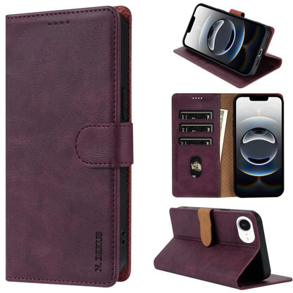 For iPhone 16e N.BEKUS CSJ-P1 Solid Color Leather Phone Case(Wine Red) by N.BEKUS