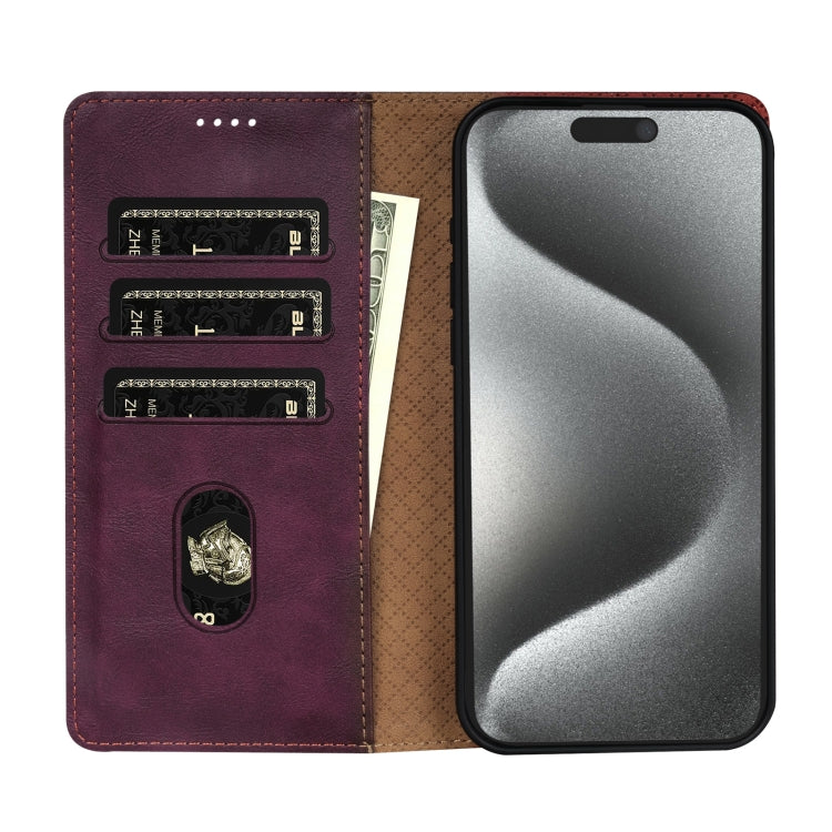 For iPhone 16e N.BEKUS CSJ-P1 Solid Color Leather Phone Case(Wine Red) by N.BEKUS