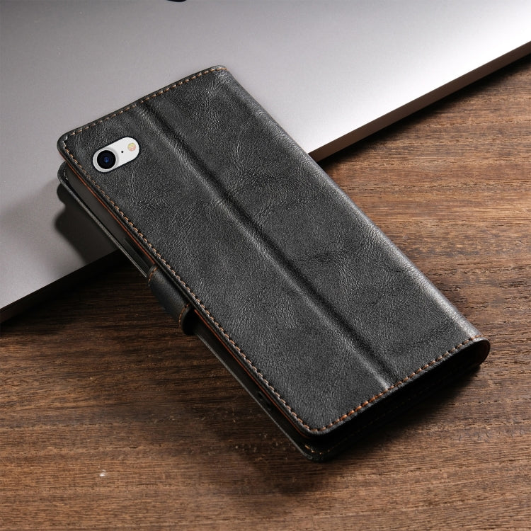 For iPhone 16e N.BEKUS CSJ-P1 Solid Color Leather Phone Case(Black) by N.BEKUS