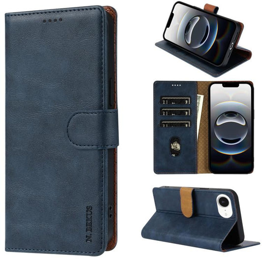 For iPhone 16e N.BEKUS CSJ-P1 Solid Color Leather Phone Case(Blue) by N.BEKUS