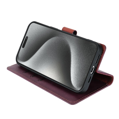 For iPhone 15 Pro Max N.BEKUS CSJ-P1 Solid Color Leather Phone Case(Wine Red) by N.BEKUS