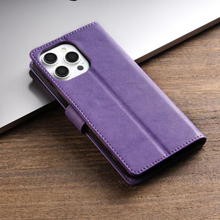For iPhone 15 Pro Max N.BEKUS CSJ-P1 Solid Color Leather Phone Case(Purple) by N.BEKUS