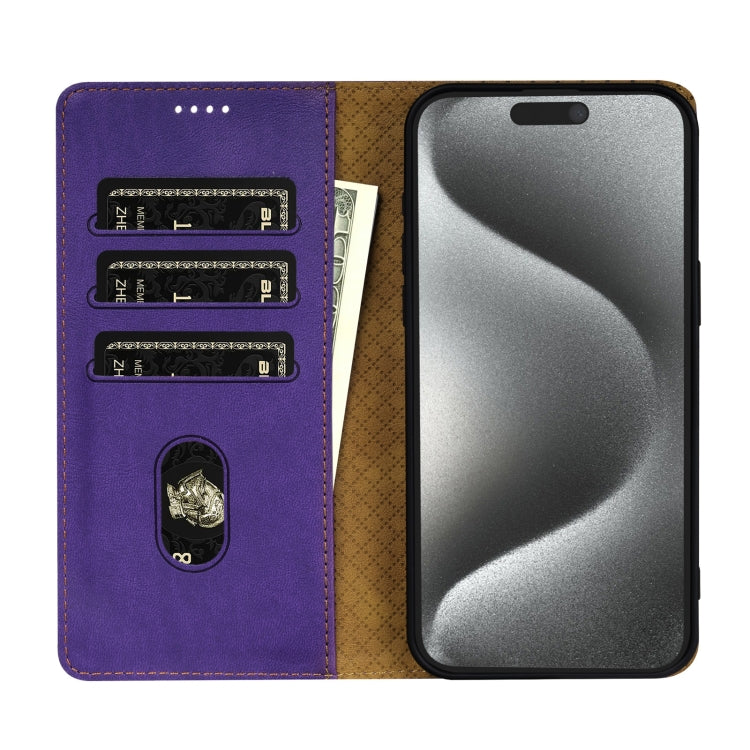 For iPhone 15 Pro Max N.BEKUS CSJ-P1 Solid Color Leather Phone Case(Purple) by N.BEKUS