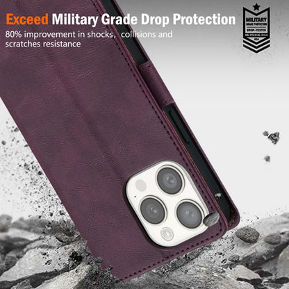 For iPhone 15 Pro N.BEKUS CSJ-P1 Solid Color Leather Phone Case(Wine Red) by N.BEKUS
