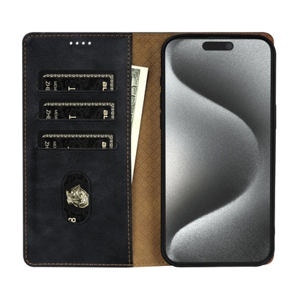 For iPhone 15 Pro N.BEKUS CSJ-P1 Solid Color Leather Phone Case(Black) by N.BEKUS