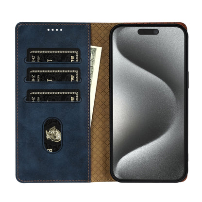 For iPhone 14 / 13 N.BEKUS CSJ-P1 Solid Color Leather Phone Case(Blue) by N.BEKUS