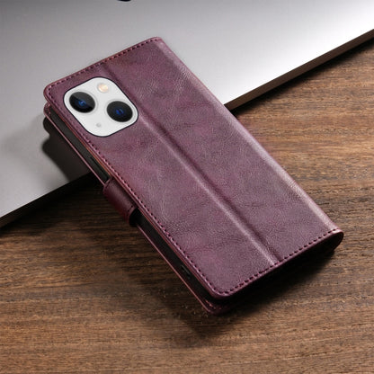 For iPhone 15 N.BEKUS CSJ-P1 Solid Color Leather Phone Case(Wine Red) by N.BEKUS
