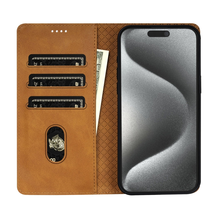For iPhone 15 N.BEKUS CSJ-P1 Solid Color Leather Phone Case(Brown) by N.BEKUS
