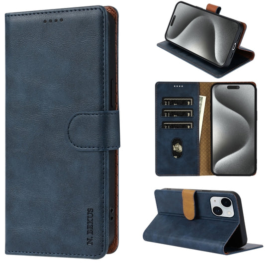 For iPhone 15 N.BEKUS CSJ-P1 Solid Color Leather Phone Case(Blue) by N.BEKUS