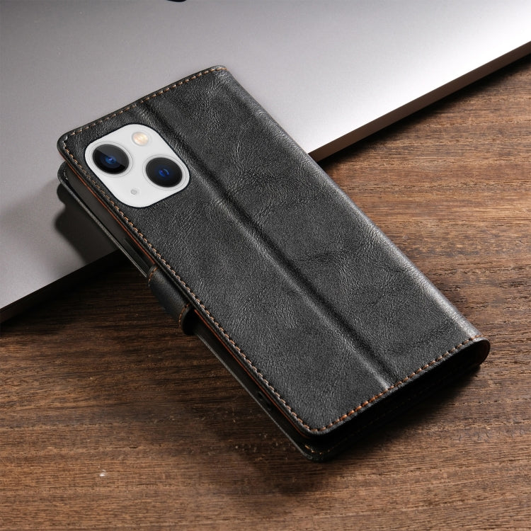 For iPhone 15 Plus N.BEKUS CSJ-P1 Solid Color Leather Phone Case(Black) by N.BEKUS