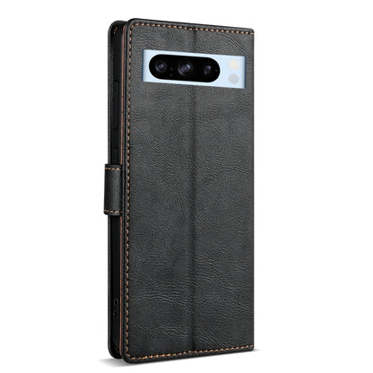 For Google Pixel 6a N.BEKUS CSJ-P1 Solid Color Leather Phone Case(Black) by N.BEKUS