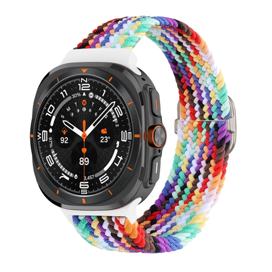 For Samsung Galaxy Watch Ultra 47mm / Ultra 2025 Slide Buckle Nylon Braided Watch Band(Official Rainbow) by bashfashion