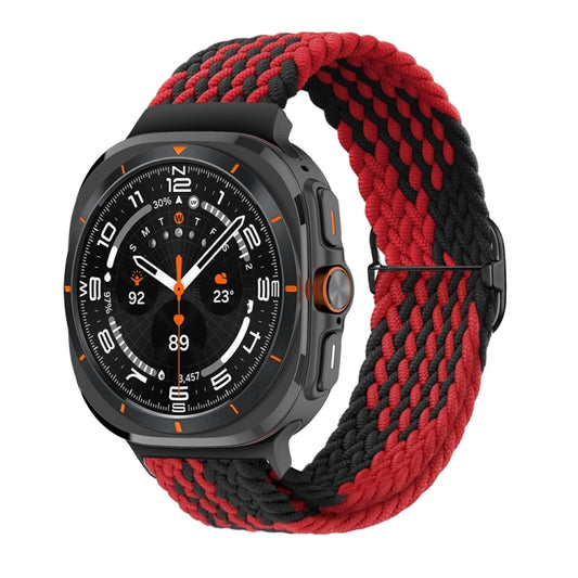 For Samsung Galaxy Watch Ultra 47mm / Ultra 2025 Slide Buckle Nylon Braided Watch Band(Red Black) by bashfashion