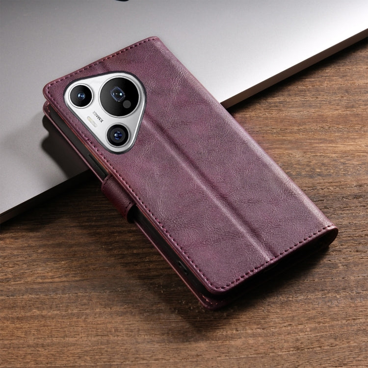 For Huawei Pura 70 Ultra N.BEKUS CSJ-P1 Solid Color Leather Phone Case(Wine Red) by N.BEKUS