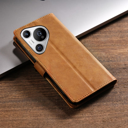For Huawei Pura 70 Ultra N.BEKUS CSJ-P1 Solid Color Leather Phone Case(Brown) by N.BEKUS