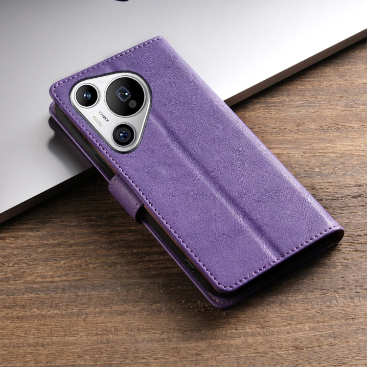 For Huawei Pura 70 Ultra N.BEKUS CSJ-P1 Solid Color Leather Phone Case(Purple) by N.BEKUS