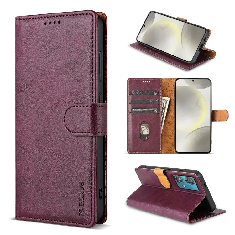 For Motorola Edge 40 Neo N.BEKUS CSJ-P1 Solid Color Leather Phone Case(Wine Red) by N.BEKUS