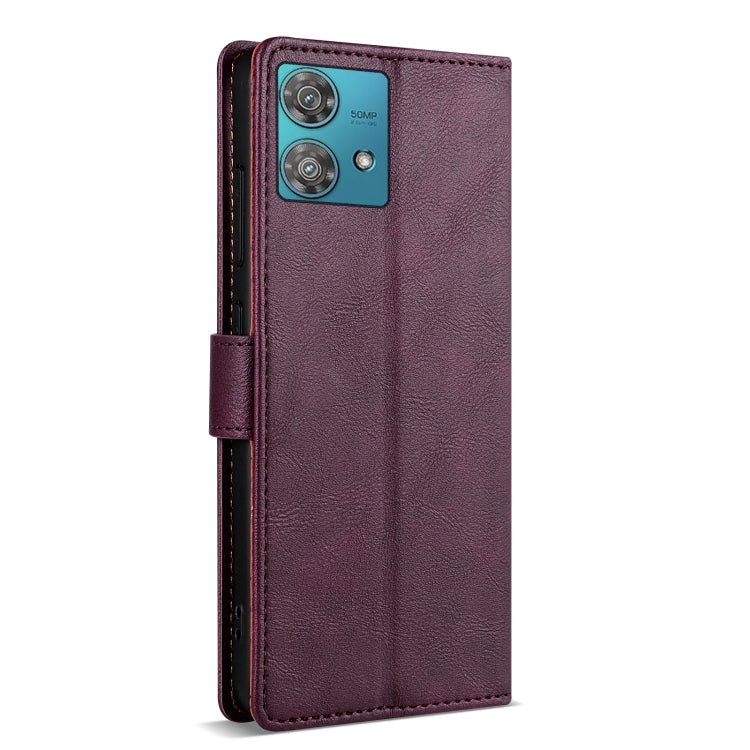 For Motorola Edge 40 Neo N.BEKUS CSJ-P1 Solid Color Leather Phone Case(Wine Red) by N.BEKUS