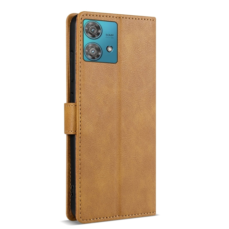 For Motorola Edge 40 Neo N.BEKUS CSJ-P1 Solid Color Leather Phone Case(Brown) by N.BEKUS