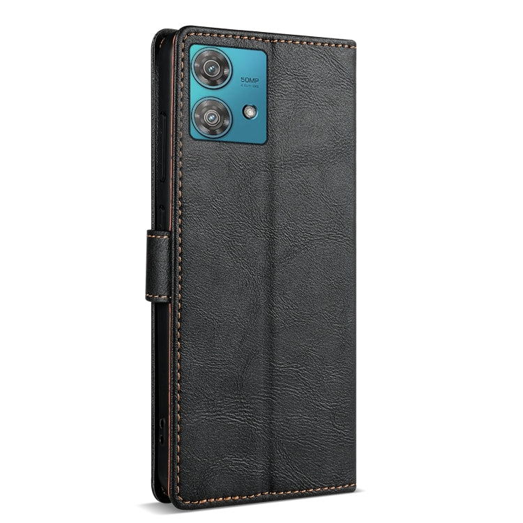 For Motorola Edge 40 Neo N.BEKUS CSJ-P1 Solid Color Leather Phone Case(Black) by N.BEKUS