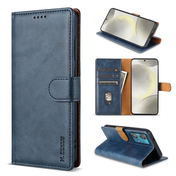 For Motorola Edge 40 Neo N.BEKUS CSJ-P1 Solid Color Leather Phone Case(Blue) by N.BEKUS