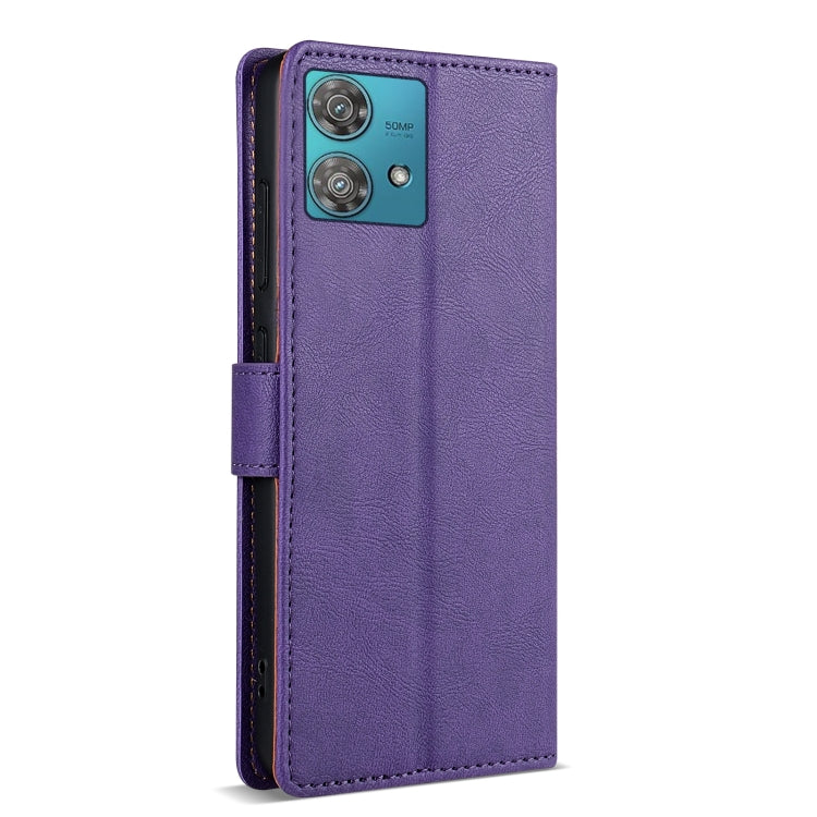 For Motorola Edge 40 Neo N.BEKUS CSJ-P1 Solid Color Leather Phone Case(Purple) by N.BEKUS