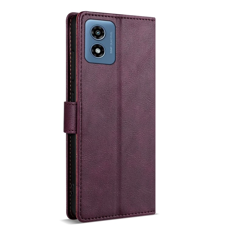For Motorola Moto G Play 2024 N.BEKUS CSJ-P1 Solid Color Leather Phone Case(Wine Red) by N.BEKUS