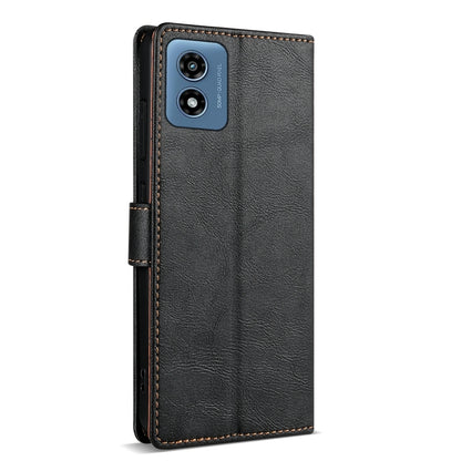 For Motorola Moto G Play 2024 N.BEKUS CSJ-P1 Solid Color Leather Phone Case(Black) by N.BEKUS