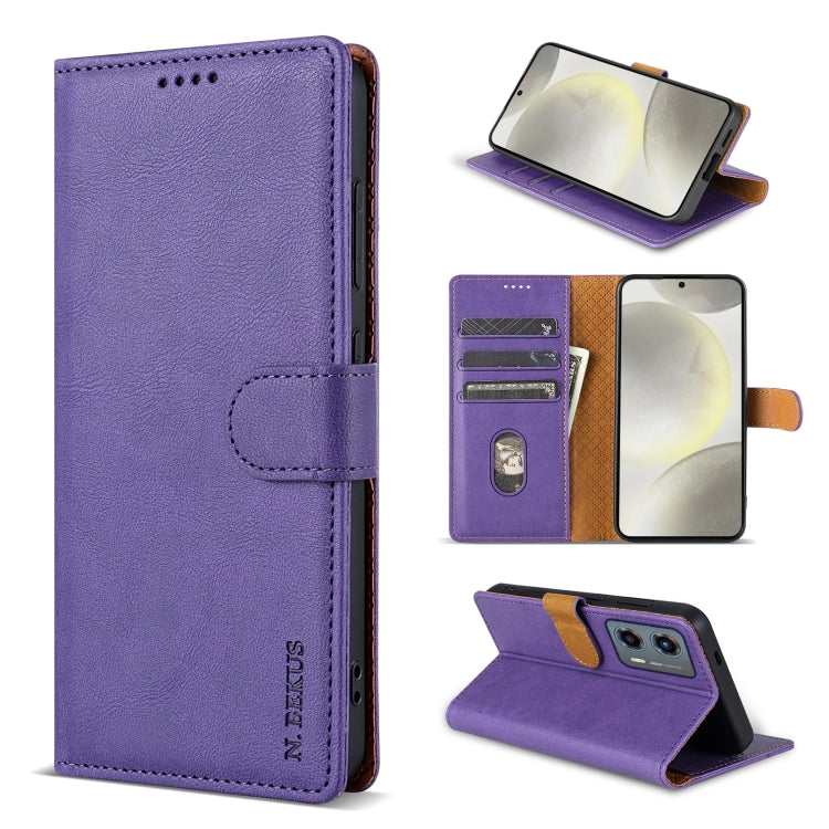 For Motorola Moto G Play 2024 N.BEKUS CSJ-P1 Solid Color Leather Phone Case(Purple) by N.BEKUS