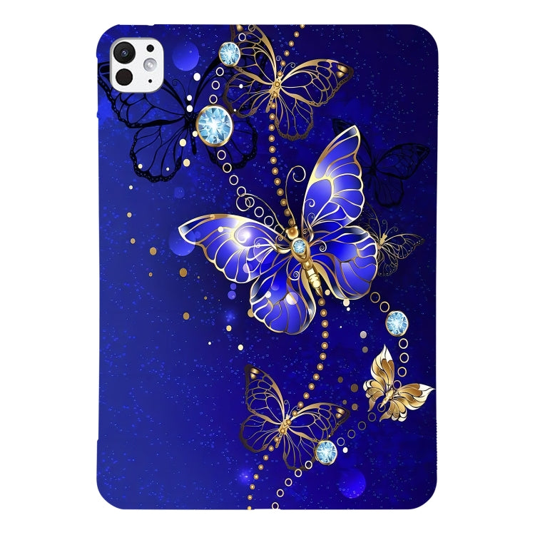 For iPad Pro 11 2025 / 2024 Color Painting Pattern Smart Tablet TPU Case(Blue Butterfly) by bashfashion