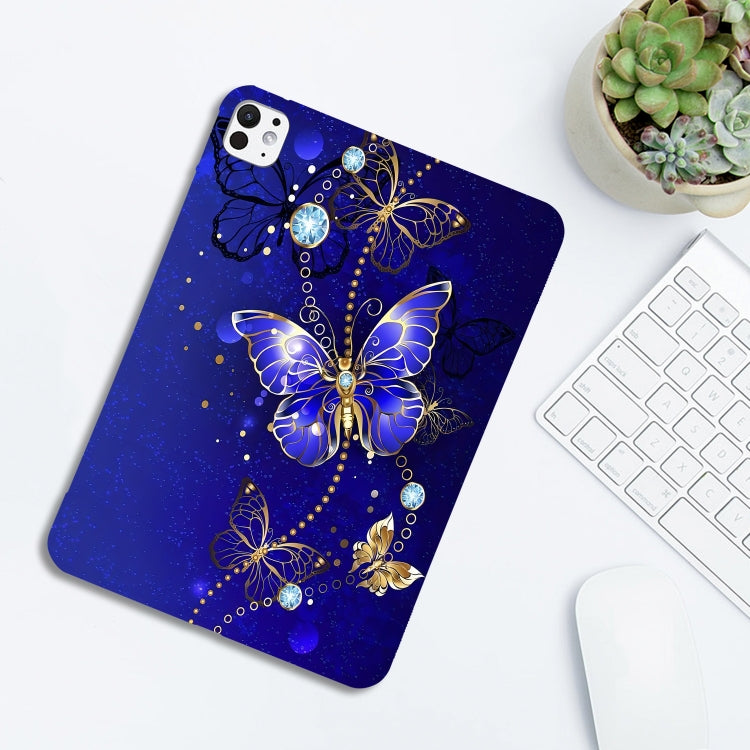 For iPad Pro 11 2025 / 2024 Color Painting Pattern Smart Tablet TPU Case(Blue Butterfly) by bashfashion
