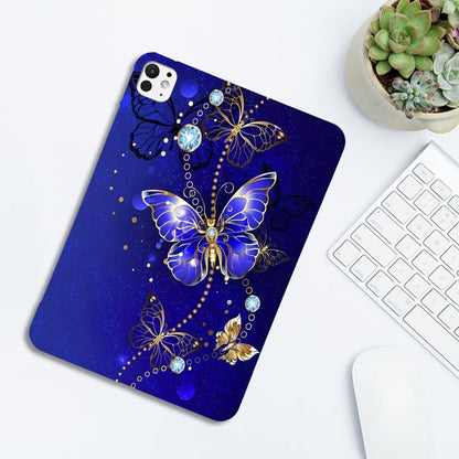 For iPad Pro 11 2025 / 2024 Color Painting Pattern Smart Tablet TPU Case(Blue Butterfly) by bashfashion
