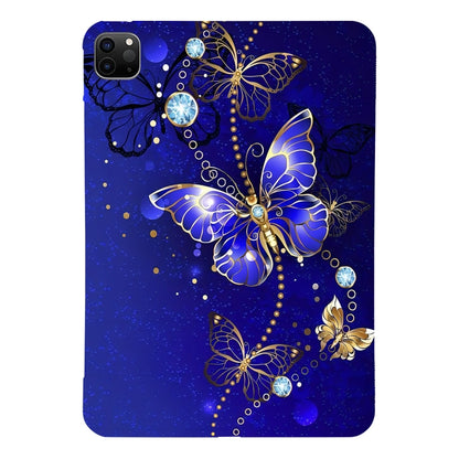 For iPad Pro 11 2022 / 2021 / 2020 Color Painting Pattern Smart Tablet TPU Case(Blue Butterfly) by bashfashion