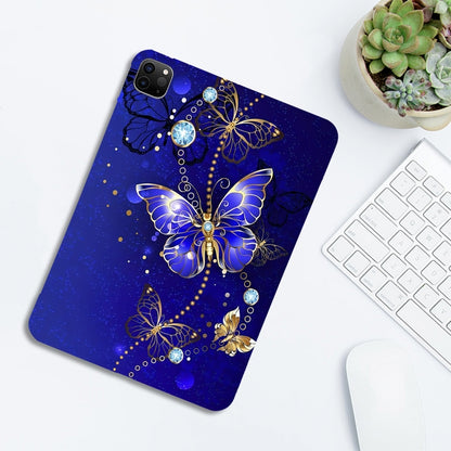 For iPad Pro 11 2022 / 2021 / 2020 Color Painting Pattern Smart Tablet TPU Case(Blue Butterfly) by bashfashion