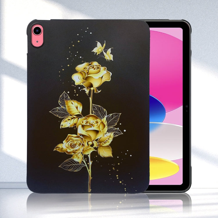 For iPad 2025 / 2022 Color Painting Pattern Smart Tablet TPU Case(Golden Rose) by bashfashion