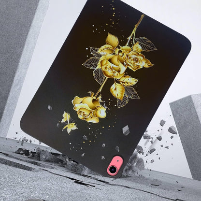 For iPad 2025 / 2022 Color Painting Pattern Smart Tablet TPU Case(Golden Rose) by bashfashion